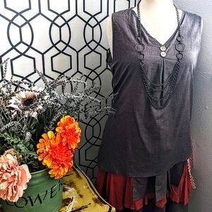 🩶Misslook Gray Sleeveless Tunic with Button Detail🩶